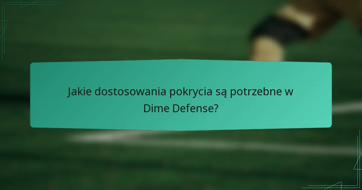 Jakie dostosowania pokrycia są potrzebne w Dime Defense?