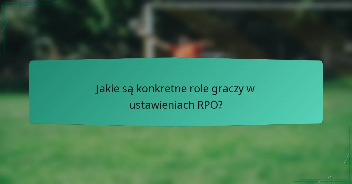 Jakie są konkretne role graczy w ustawieniach RPO?